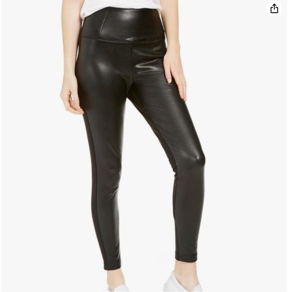 Love Fire Women's High Rise Black Faux Leather Leggings - Size Medium